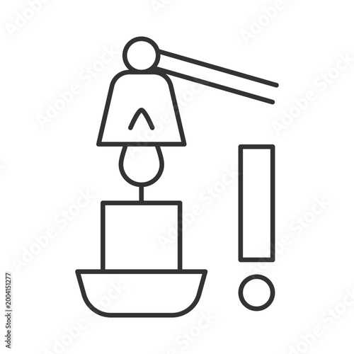 Use candle snuffer linear manual label icon. Blow out flame safely. Thin line customizable illustration. Contour symbol. Vector isolated outline drawing for product use instructions. Editable stroke
