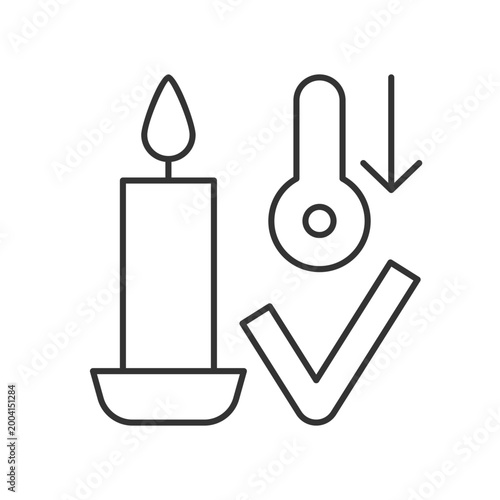 Candles storage at room temperature linear manual label icon. Thin line customizable illustration. Contour symbol. Vector isolated outline drawing for product use instructions. Editable stroke