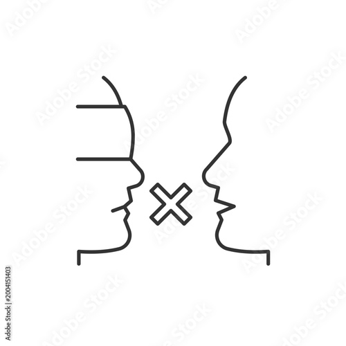 Biases linear icon. Prejudice toward group. Impact on relationships. Closed-minded person. Thin line customizable illustration. Contour symbol. Vector isolated outline drawing. Editable stroke