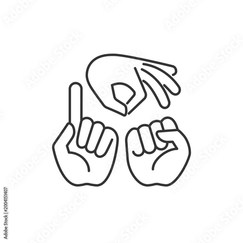 Gestures in communication linear icon. Hands movement. Express feelings. Non-verbal communication. Thin line customizable illustration. Contour symbol. Vector isolated outline drawing. Editable stroke
