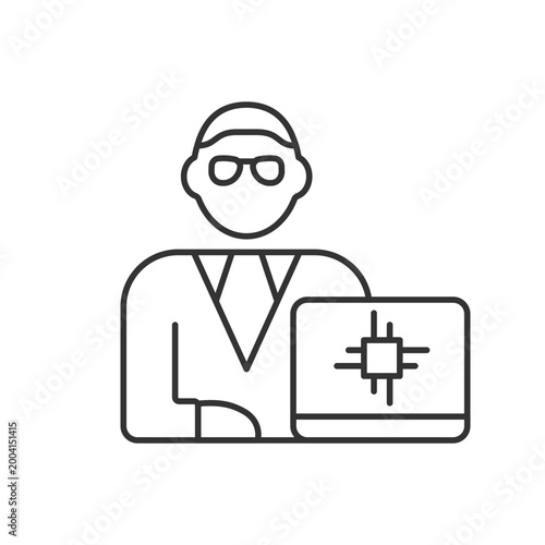 Chief technology officer RGB linear icon. Scientific, technological occupation. Leader position. Thin line customizable illustration. Contour symbol. Vector isolated outline drawing. Editable stroke