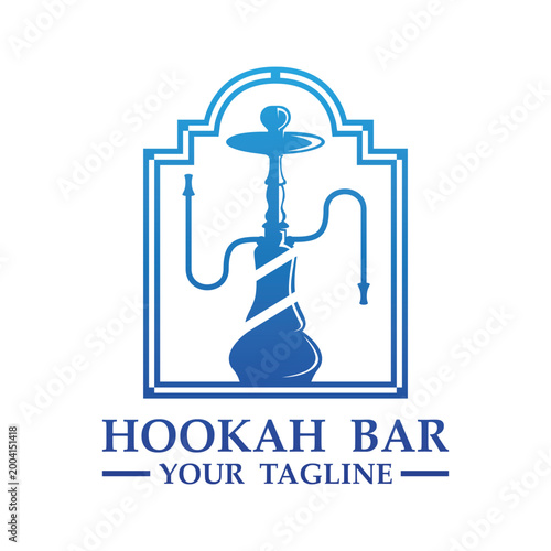 Hookah logo vector. Vintage shisha bar logo vector icon design.