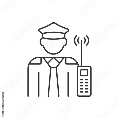 Security guard RGB linear icon. Officer that supervises private and public property. Thin line customizable illustration. Contour symbol. Vector isolated outline drawing. Editable stroke