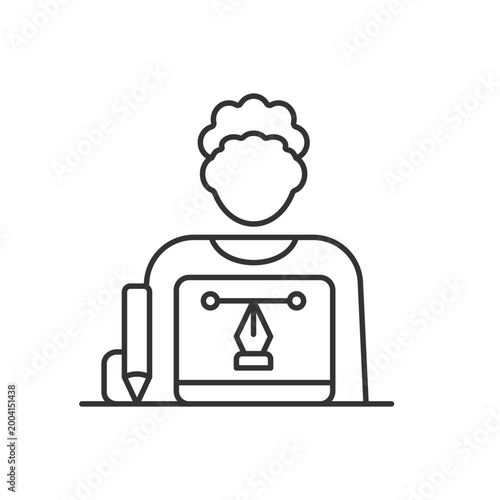 Graphic designer RGB linear icon. Creating websites, advertisment. Freelance job. Visual artist. Thin line customizable illustration. Contour symbol. Vector isolated outline drawing. Editable stroke