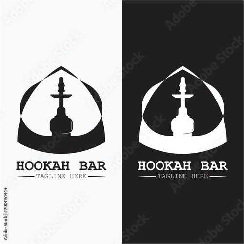 Hookah logo vector. Vintage shisha bar logo vector icon design.
