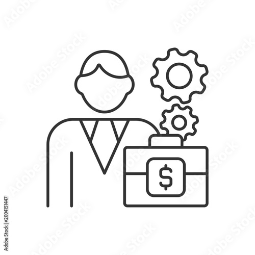 Finance director RGB linear icon. Control financial operations. Person that oversees budget. Thin line customizable illustration. Contour symbol. Vector isolated outline drawing. Editable stroke