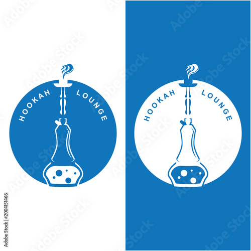 Hookah logo vector. Vintage shisha bar logo vector icon design.