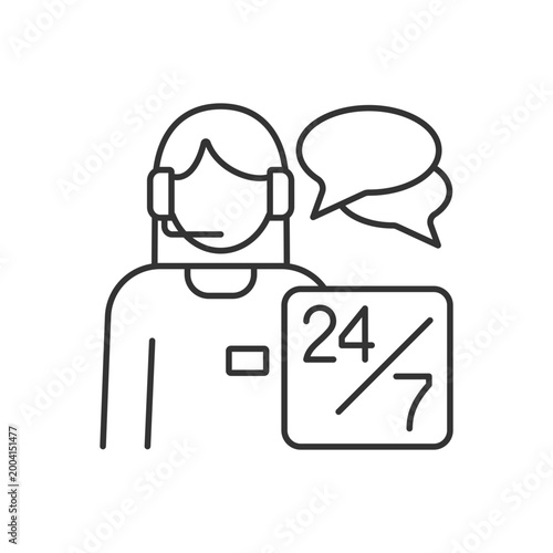 Customer support RGB linear icon. Online consultant. Customer and business interaction. Thin line customizable illustration. Contour symbol. Vector isolated outline drawing. Editable stroke
