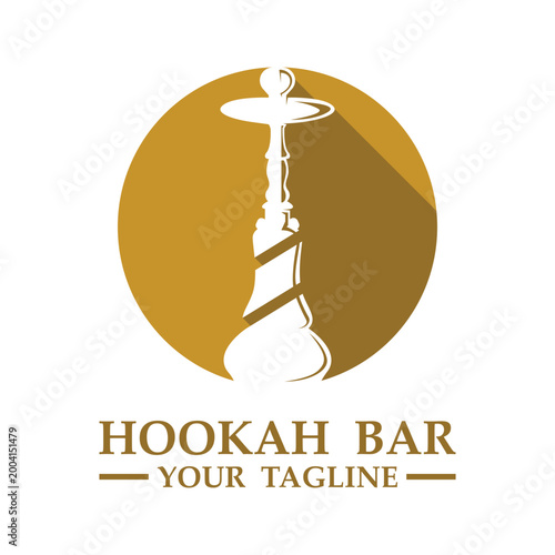 Hookah logo vector. Vintage shisha bar logo vector icon design.
