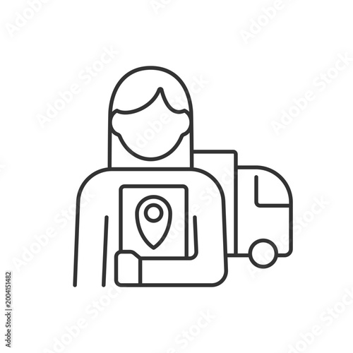 Logistician RGB linear icon. Control movement of products. Coordination of delivery and supply. Thin line customizable illustration. Contour symbol. Vector isolated outline drawing. Editable stroke