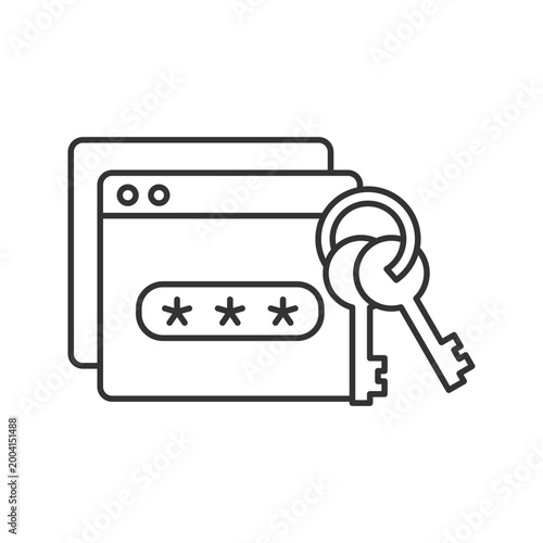 Password management linear icon. Preventing unauthorized access. Encrypted digital database. Thin line customizable illustration. Contour symbol. Vector isolated outline drawing. Editable stroke