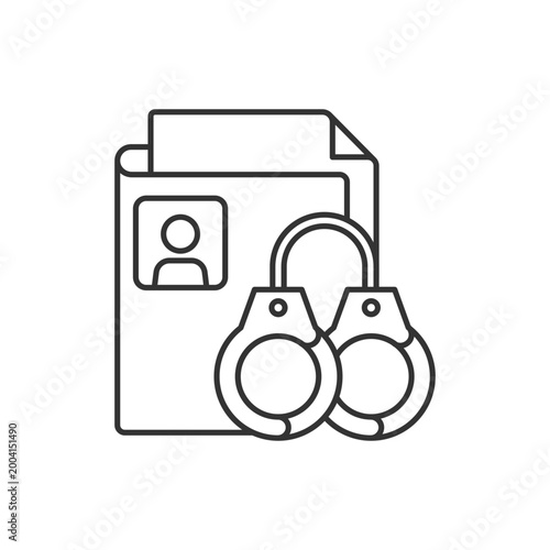 Sealing criminal records linear icon. Sensitive personal data. Criminal background check. Thin line customizable illustration. Contour symbol. Vector isolated outline drawing. Editable stroke