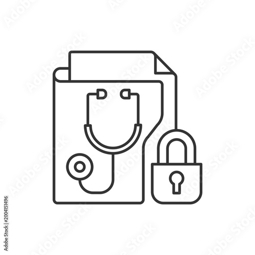 Protected health information linear icon. Medical history security. Preserving patient privacy. Thin line customizable illustration. Contour symbol. Vector isolated outline drawing. Editable stroke