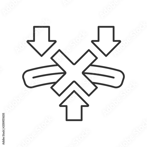 Dont bend powerbank linear manual label icon. Cracked external shell. Thin line customizable illustration. Contour symbol. Vector isolated outline drawing for product use instructions. Editable stroke