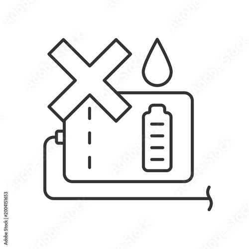 Avoid rain and wet locations linear manual label icon. Moisture risk. Thin line customizable illustration. Contour symbol. Vector isolated outline drawing for product use instructions. Editable stroke
