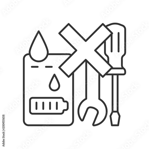 Not serviceable if exposed to liquids linear manual label icon. Thin line customizable illustration. Contour symbol. Vector isolated outline drawing for product use instructions. Editable stroke