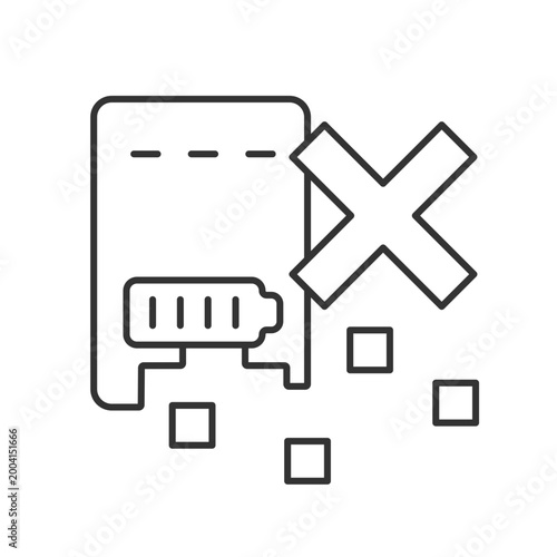 Dont shred powerbank linear manual label icon. Proper recycling. Thin line customizable illustration. Contour symbol. Vector isolated outline drawing for product use instructions. Editable stroke