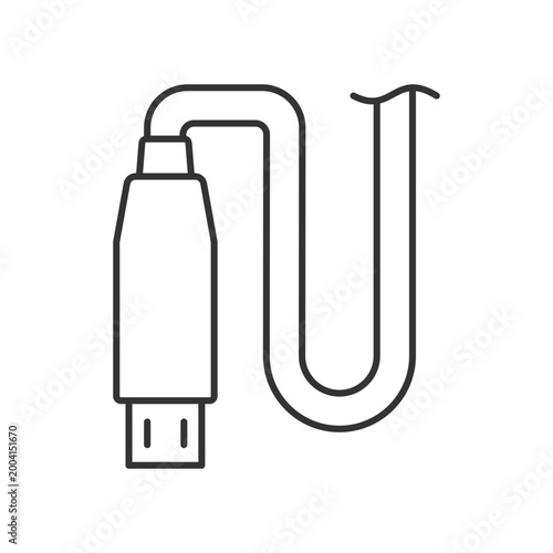 Micro USB output linear manual label icon. Connector type. Thin line customizable illustration. Contour symbol. Vector isolated outline drawing for product use instructions. Editable stroke