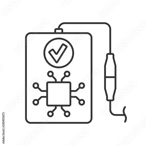 Intelligent recognition linear manual label icon. Adapting to device. Thin line customizable illustration. Contour symbol. Vector isolated outline drawing for product use instructions. Editable stroke