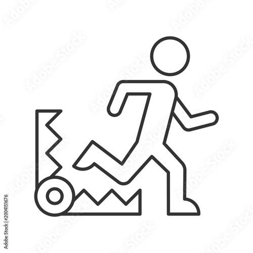 Fear based motivation linear icon. Fear of pain, discomfort. Motivation at work. Negative impact. Thin line customizable illustration. Contour symbol. Vector isolated outline drawing. Editable stroke