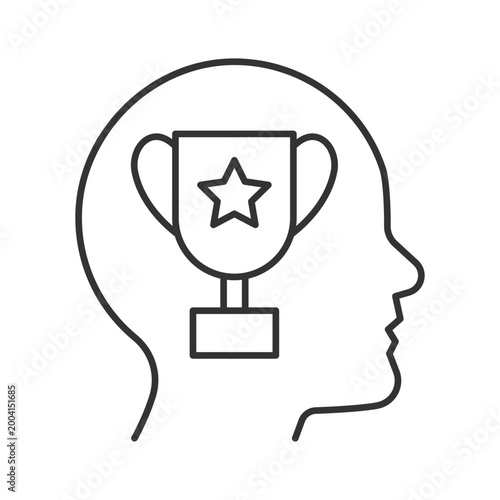 Achievement motivation linear icon. Person need to succeed at something. Motivation at workplace. Thin line customizable illustration. Contour symbol. Vector isolated outline drawing. Editable stroke