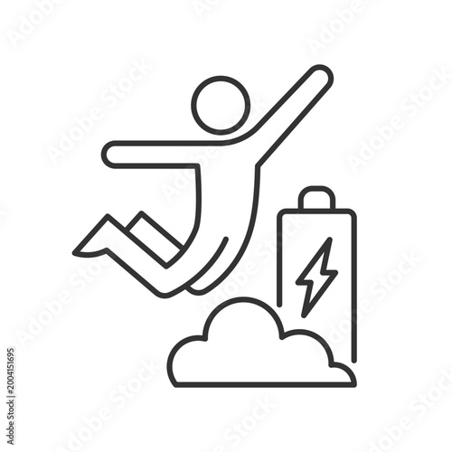 Increased energy linear icon. Motivation boosts energy and productivity. Flow state of mind. Thin line customizable illustration. Contour symbol. Vector isolated outline drawing. Editable stroke