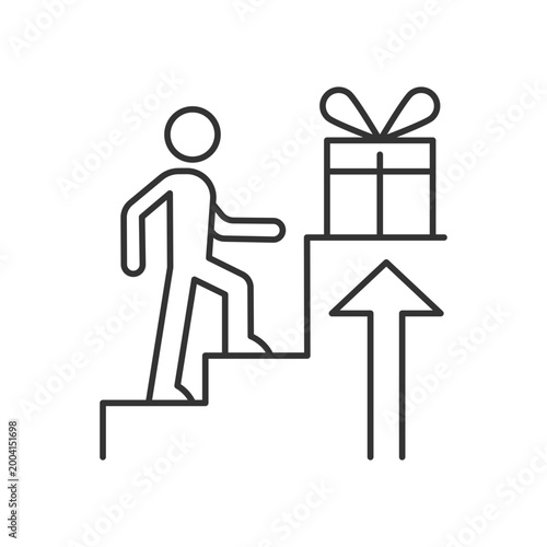 Reward based motivation linear icon. Outside incentive. Way to boost and inspire someone to act. Thin line customizable illustration. Contour symbol. Vector isolated outline drawing. Editable stroke