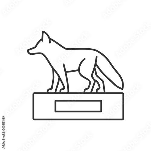Taxidermy linear icon. Preserving and stuffing wild dead animals. Animal body display. Thin line customizable illustration. Contour symbol. Vector isolated outline drawing. Editable stroke