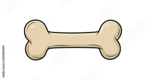 Cartoon illustration of a white dog bone isolated on a white background