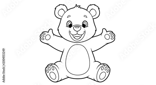 Cute cartoon teddy bear illustration with arms open for a hug, perfect for children's themes and designs