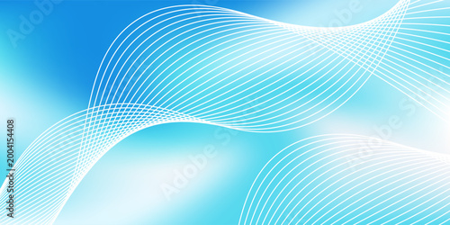 Bild auf Leinwand Smooth white waves glide across soft blue gradient