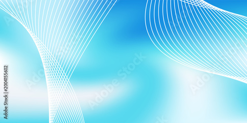 Foto Smooth white waves glide across soft blue gradient