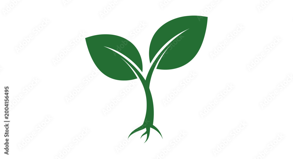 Obraz premium Green plant seedling icon with roots isolated on white background