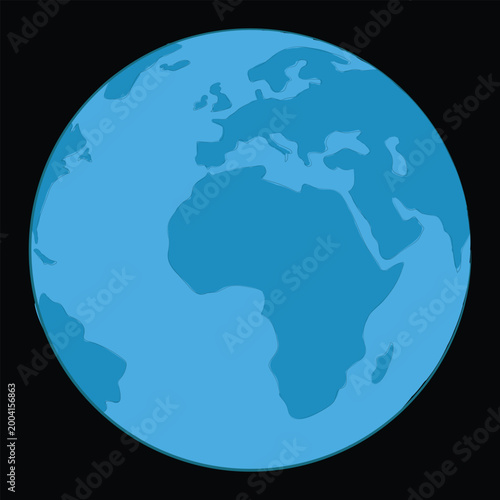 Stylized blue earth illustration on a dark background