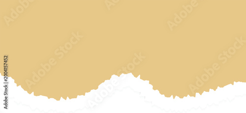 Realistic Torn Beige Paper Banner with Ripped Edges on White Background, Art & Illustration