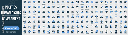 Tableau sur toile Politics, human rights and government icon collection in colored style