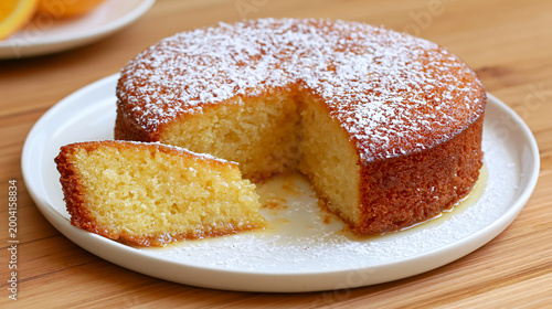 Homemade Buttermilk Cake Dessert on Rustic Kitchen Table