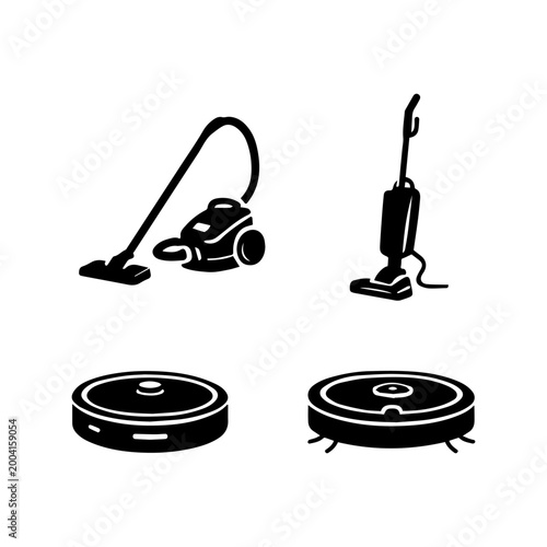 Set of vacuum cleaner black silhouettes