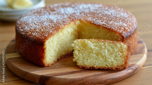 Homemade Buttermilk Cake Dessert on Rustic Kitchen Table