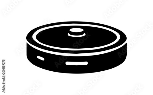 Robot vacuum cleaner black silhouette for smart home concept