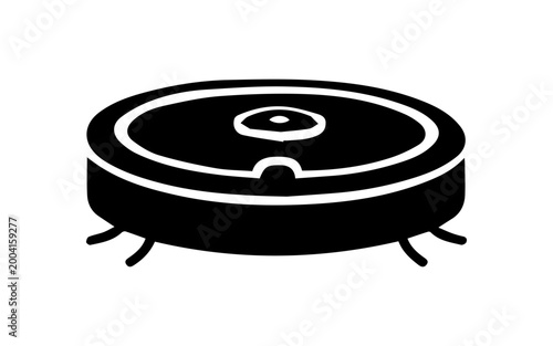 Robot vacuum cleaner black silhouette for smart home concept