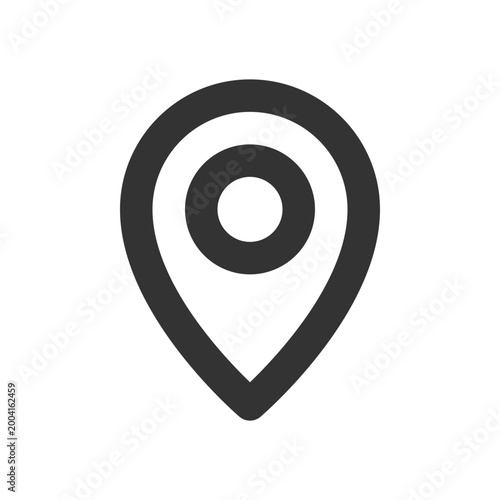 Location pin pixel perfect linear ui icon. Saving spot on map. Search for destination. GUI, UX design. Outline isolated user interface element for app and web. Editable stroke. Arial font used