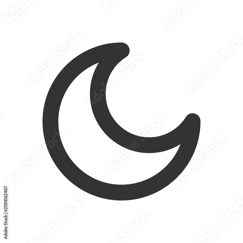 Night mode pixel perfect linear ui icon. Nighttime theme. Moon option. Screen darkness adjust. GUI, UX design. Outline isolated user interface element for app and web. Editable stroke. Arial font used