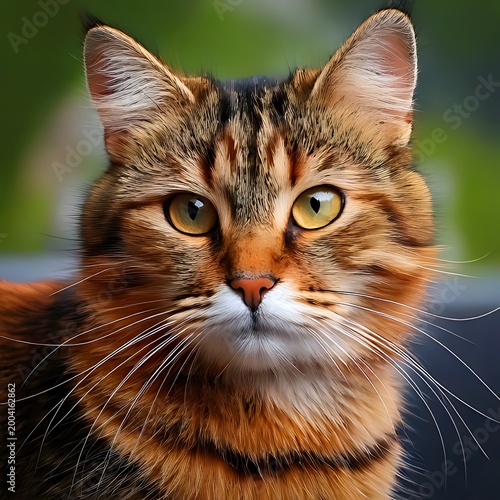 Close-up portrait of a fluffy tabby cat (1)