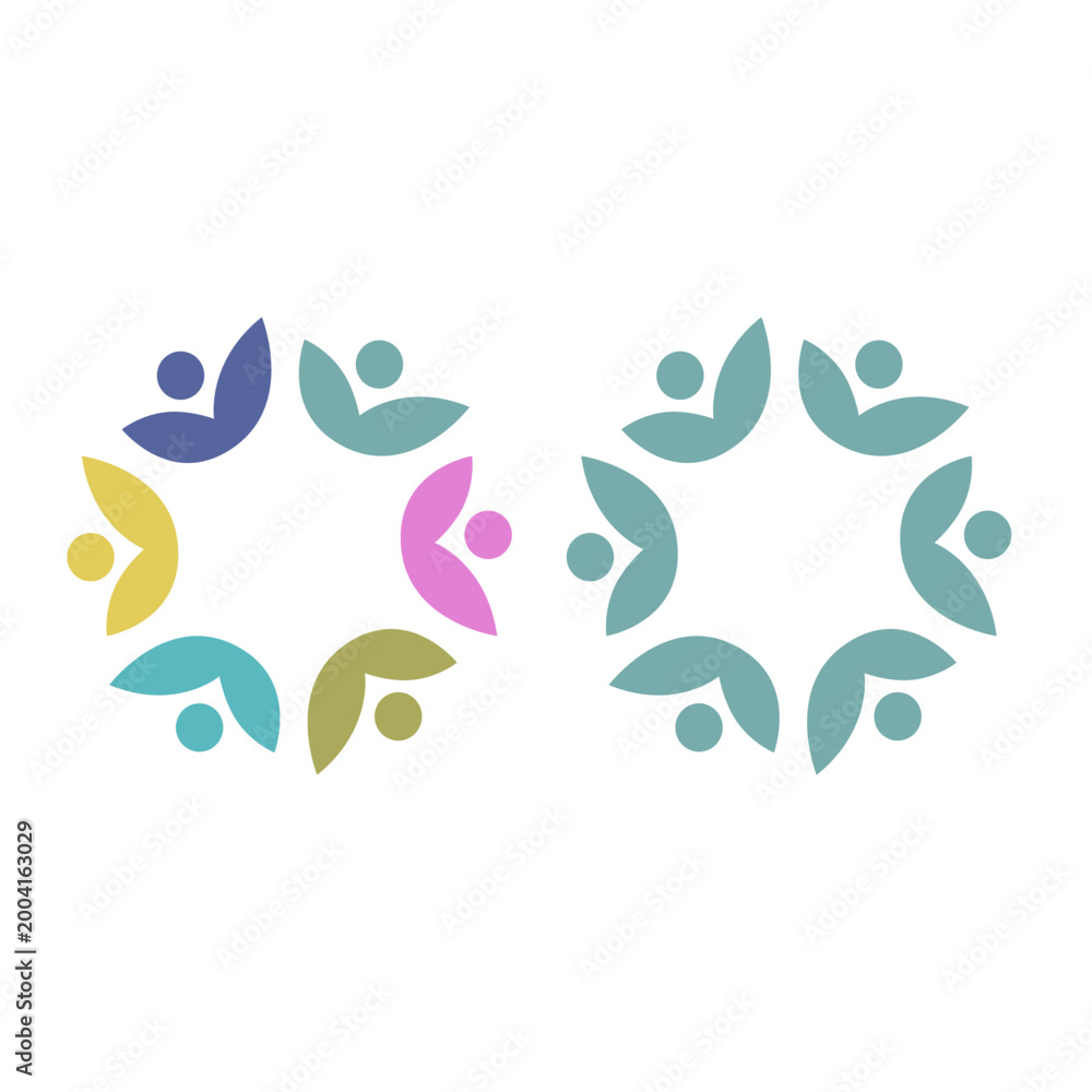 Naklejka premium PEOPLE COMMUNITY SIGN SYMBOL LOGO VECTOR ISOLATED ON WHITE