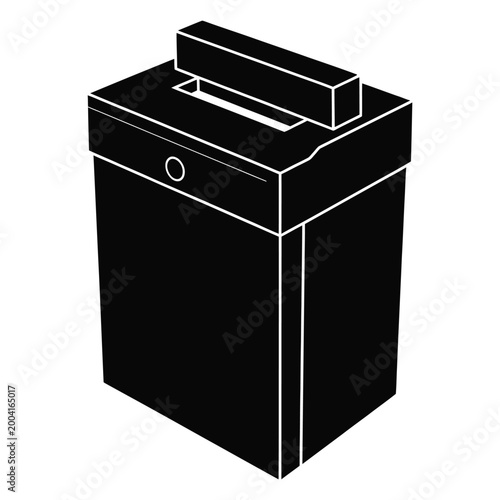 Paper shredder silhouette in black and white isolated office equipment illustration silhouette high quality