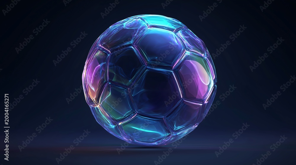 Naklejka premium Colorful soccer ball design in 3D style with shiny surface