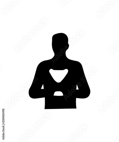 Male silhouette holding trophy celebrating victory success