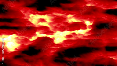 Swirling pattern of red and yellow resembling fire cloud or lava suitable for backgrounds, textures, posters, and fierythemed designs.