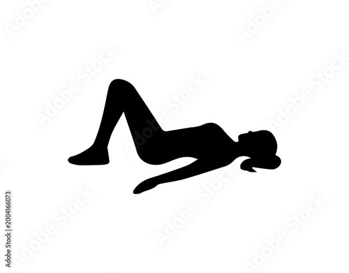 Woman silhouette lying down exercising body relaxing